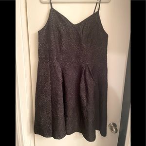 Black Textured Pleated Dress